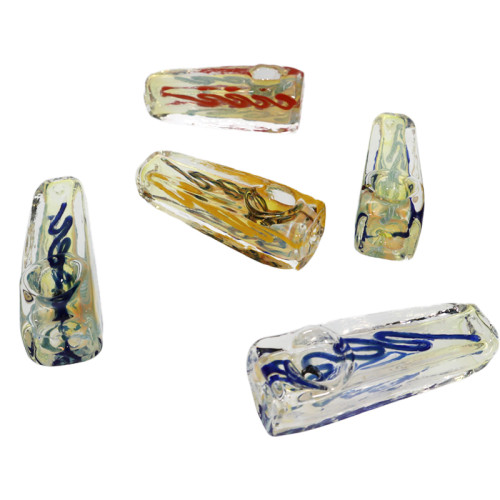 3 INCH GLASS FOUR FLAT GOG SWIRL DESIGN HAND PIPE 5CT
